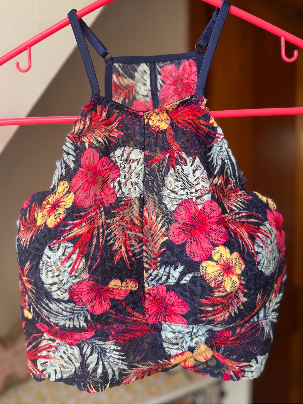 Victoria's Secret Pink Navy Floral Lace Bralette